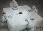《諷刺插畫》餐桌上好像真的放平板或手機就飽了... 《諷刺插畫》餐桌上好像真的放平板或手機就飽了...