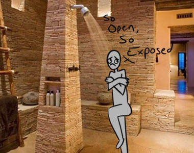 插圖惡搞《有錢人的豪華浴室》空間太有開放感反而令人不安（遮）