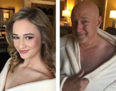 神模仿《老爸模仿名模女兒拍照》女兒露奶老爸也只好跟著露了......