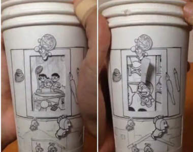 《哆拉A夢紙杯動圖》28秒帶你回顧兒時的感動