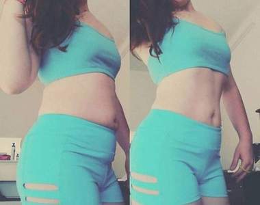 女生拍照證明《有些減肥前後對比照是假的》很多只是鼓肚子和縮小腹的差別