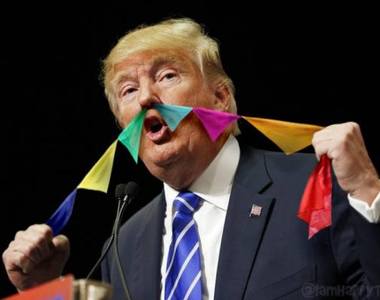 《川普的鼻孔旗子彩帶魔術》強悍PS技術用在這也太浪費ww