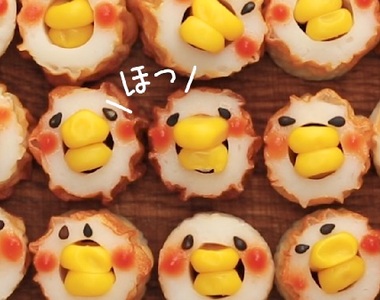 超簡單《竹輪小雞》可愛的厚唇小雞讓你的便當更討喜♥