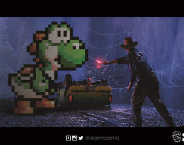 《電玩角色進入電影名場面》這個恐龍好像比較沒威脅性www