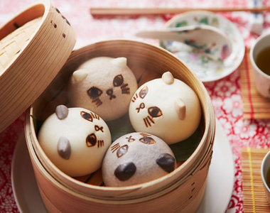 《貓咪造型甜包子》喵星人包子~我要把你吃掉啦(張嘴)