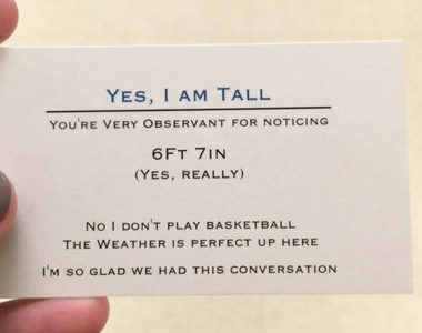 《高個子回到爛的問題》想知道答案嗎？我把他們都印在名片上了