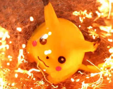 《鋼絲棉燃燒縮時攝影》皮卡丘被炎系攻擊啦Σ(ﾟДﾟ)