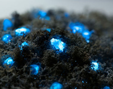 《水晶礦物燈》用真正的木頭、青苔跟水晶打造的微型景觀燈