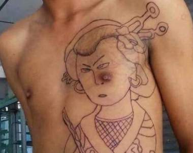 《技術不好卻硬要出師的刺青師》這些作品......是小孩畫的吧ww