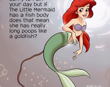 超惡搞《毀童年迪士尼漫畫》仔細想想小美人魚是魚的下半身　那她的便便也...？