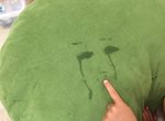 小朋友哭鬧後的《哭臉拓印》趴在抱枕上留下來的淚痕 小朋友哭鬧後的《哭臉拓印》趴在抱枕上留下來的淚痕