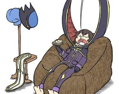 《這隻「日常」魯路修太怠惰w》魔王就愛爽爽躺著喝奶吃吐司夾蛋