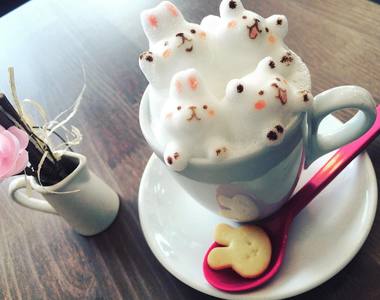 日本Cafe ChocoTea《軟綿綿的奶泡拉出極萌3D立體拉花》讓人不想去喝上一杯咖啡都難