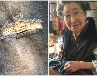 回家發現《阿嬤幫我把破牛仔褲補好了XD》謝…謝謝阿嬤啊哈哈哈w