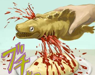 推民自製《蒲田君番茄醬蓋》完全再現那紅色液體流出的噁心畫面...