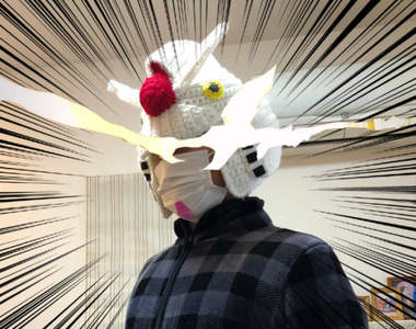 【這個有暖】《手織鋼彈毛帽》加個口罩再塗個口紅就有87%惹XD