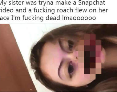 好可怕系列《外國少女玩大嘴APP結果蟑螂飛進去》我以後也不敢玩了