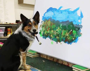 《汪星人畫家》會畫風景的狗狗這種天份辦畫展絕對沒問題