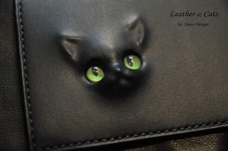超可愛《浮雕貓皮夾》連眼睛顏色能選擇的精製手工喵皮件 - 圖片3