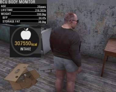 在《SCUM》中堅持當個肥宅♡狂吃30萬卡路里，沒啥事幹就躺著，終於胖到200kg惹