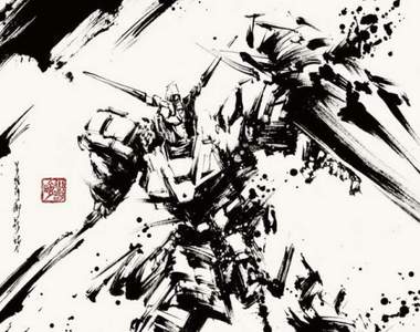 墨繪版《獨角獸鋼彈》黑與白構築出來的煞氣模樣
