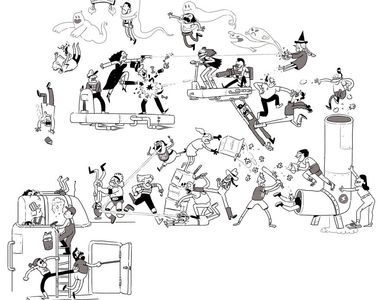 繪師挑戰《每天替畫裡加一個人》現在已經進行到第77天了