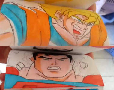 《手翻書七龍珠動畫》悟空VS超人夢幻對決在紙本上展開了