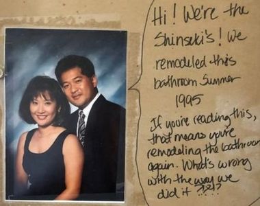 翻修浴室《發現前人幽默留言》這對夫妻真的被網友認出來了