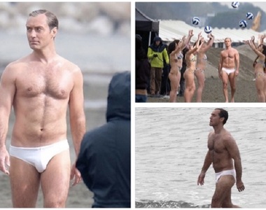 裘德洛海邊拍《新教宗》影集 46歲脫光依然是影迷男神