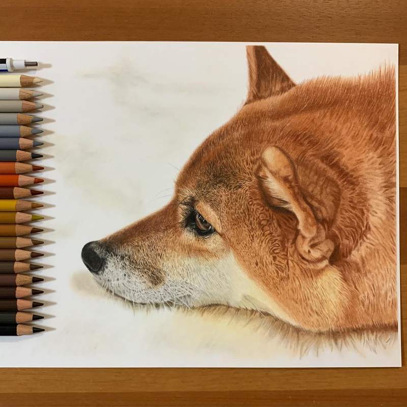 這個有神 網友用色鉛筆繪製的柴犬 不說還以為是在看照片 Y D