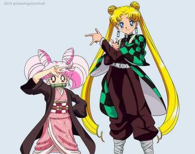 服裝互換《美少女戰士×鬼滅之刃》全由正妹組成的鬼殺隊覺得也十分可以^^