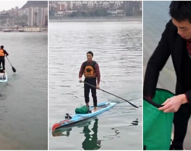 江上最靚的仔《划船上班的上班族》把一個小時的通勤時間縮短成6分鐘