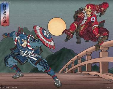 超級英雄浮世繪《復仇者聯盟4》終局之戰角色們的日系風格插畫