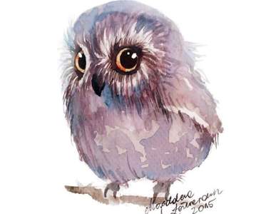 藝術家三年前第一次畫《貓頭鷹》後......就成為貓頭鷹迷開始瘋狂畫貓頭鷹惹w