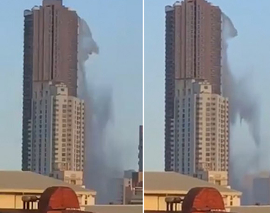 《馬尼拉地震影片》屋頂有游泳池 地震時就變瀑布了...