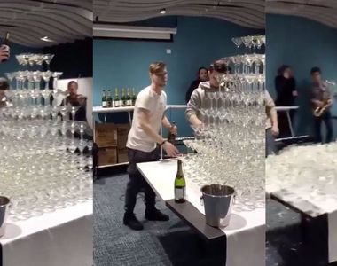 「香檳塔倒掉的瞬間」雖然很舒壓但酒保應該欲哭無淚吧...