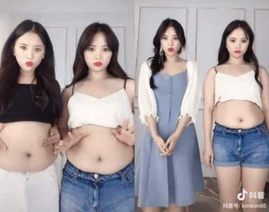 不一樣的抖音《雙胞胎的微胖女孩穿搭》大肚子也能顯瘦的穿搭秘訣是?