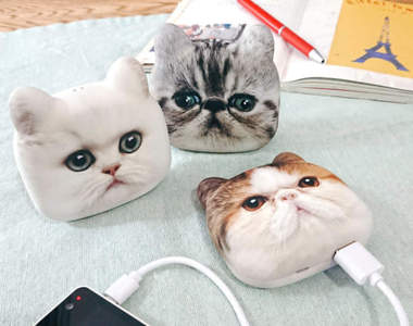 超逼真《貓臉行動電源》從沒想過手機充電也可以這麼療癒❤