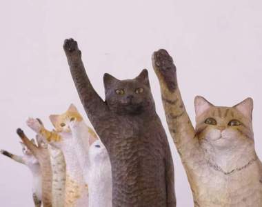 High Five《可以擊掌的貓雕刻》擺在家門口每天出門都為你打氣❤