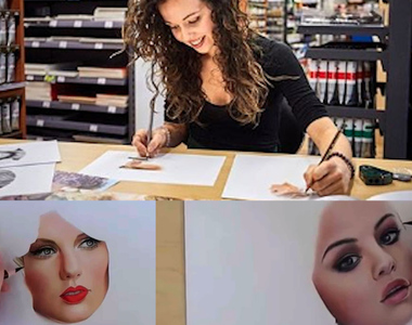 超強藝術家「Rajacenna」《素描寫真》左右手同時繪製出不同的美圖