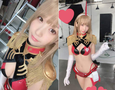 鋼彈正妹cosplay《伊織萌×Yami》紅色有角三倍速這可愛程度也是三倍