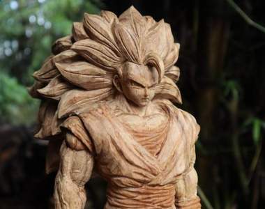 越南超神雕刻師製作《七龍珠超三悟空木雕》藝術品等級我都想在家擺一尊來拜惹