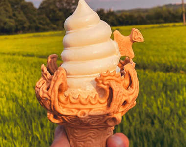 《繩文土器霜淇淋》繩文時代的文化財產變身SNS時代的網美冰品ww