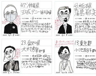 小學生暑假的自由研究《47都道府縣知事的口罩》政治人物的口罩也充滿個人特色