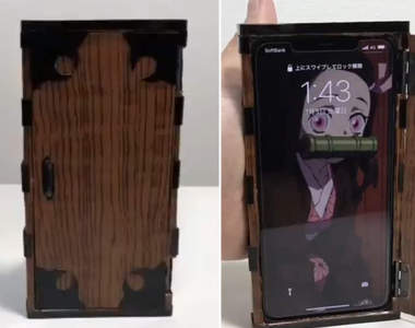 有愛coser製作鬼滅之刃《禰豆子木箱手機殼》超神掀蓋設計這出了我一定買