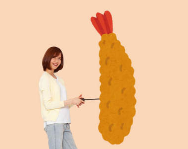 美食系宅小物《炸蝦摺疊傘》奇怪!為什麼一下雨人就會肚子餓呢XD