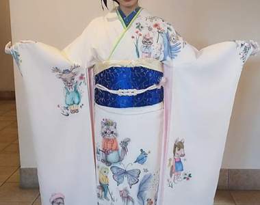 《全手工的手繪振袖》動物插畫家為一生一次的成人式留下最可愛的回憶