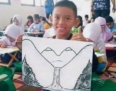 網路趣圖《內心汙濁的人看見的光景》其實眼前只是一幅瑰麗山水畫XD