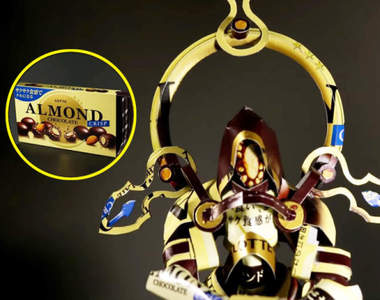 達人製作《巧克力包裝盒騎士》把吃完的零食變模型