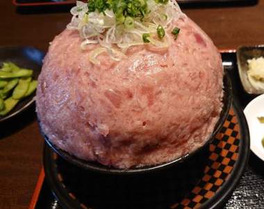 總重1.1kg《真男人的蔥鮪魚丼》醋飯&鮪魚泥交互堆疊成的大份量料理,光看我都飽了ww